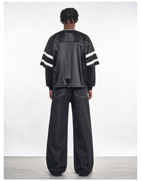 F3F Select Contrast Stitching Black Jeans | Face 3 Face