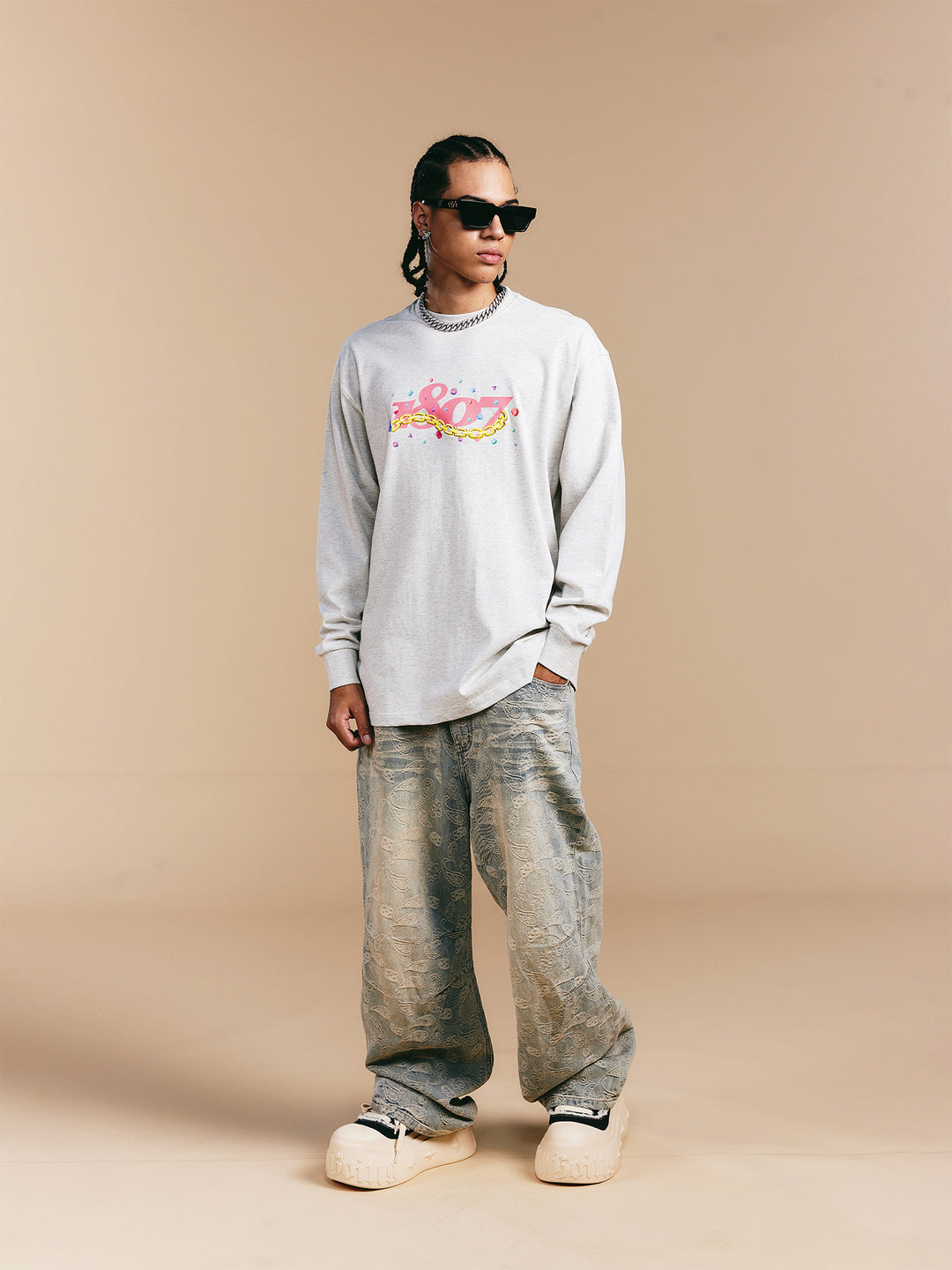 1807 Still Going Diamond Logo Print Long Sleeve Tee | Face 3 Face