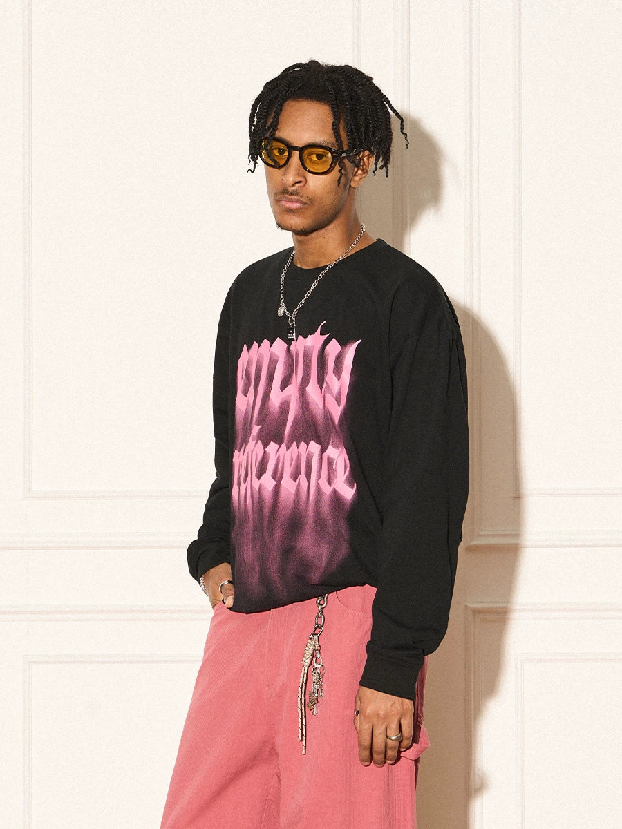 EMPTY REFERENCE Smoke Logo Printed Long Sleeve Tee