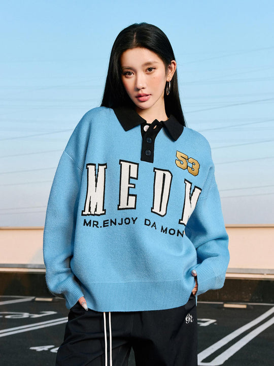 MEDM Patchwork Striped Elbow Knit Sweater | Face 3 Face