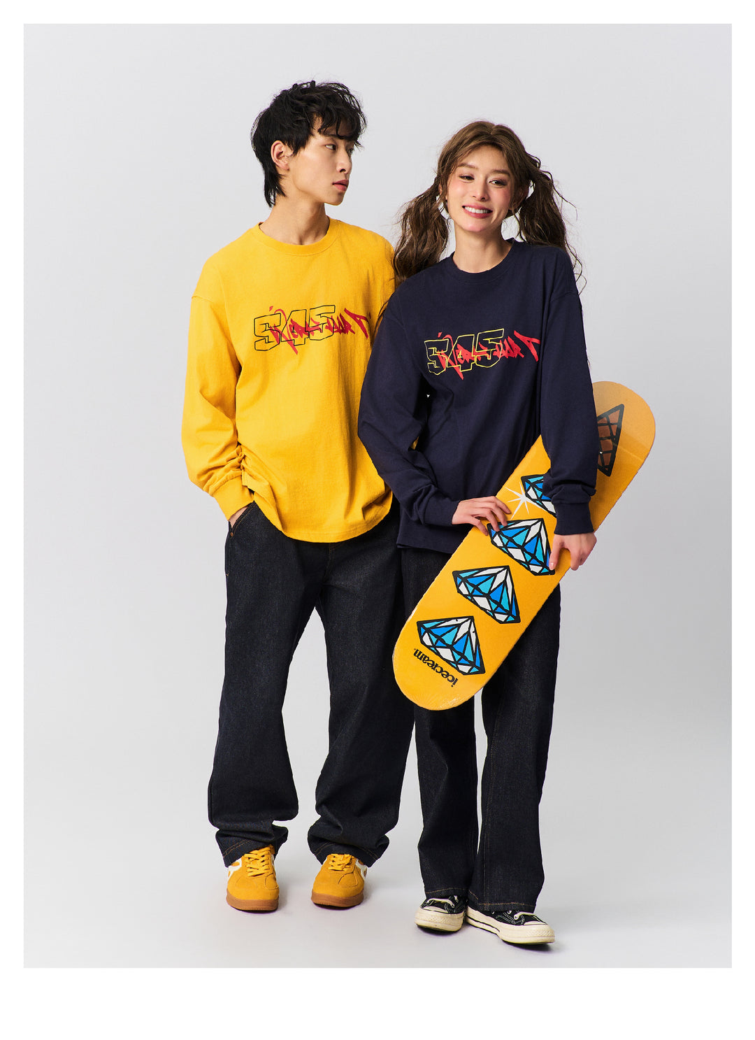 S45 Graffiti Font Typography Long-Sleeve Tee | Face 3 Face