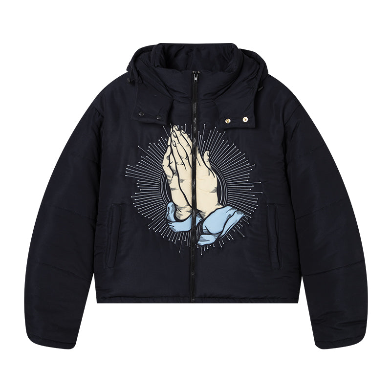 AFGK Prayer Logo Embroidery Gesture Printed Jacket