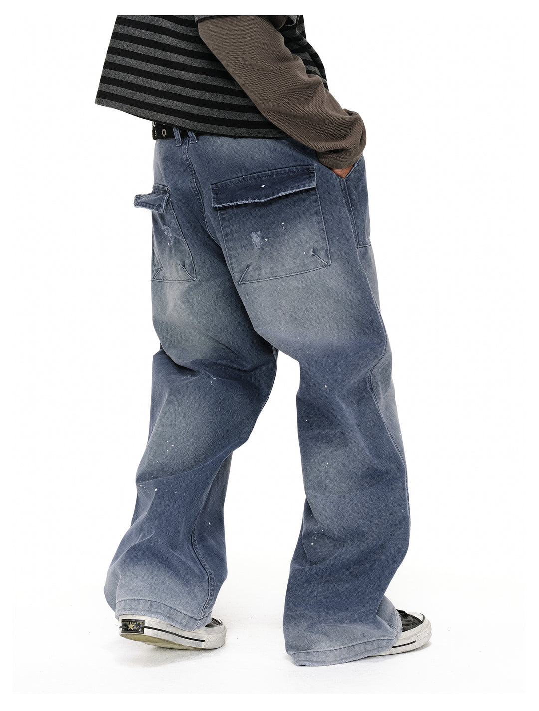 ANTIDOTE Destroyed Denim Blue Patchwork Work Pants | Face 3 Face