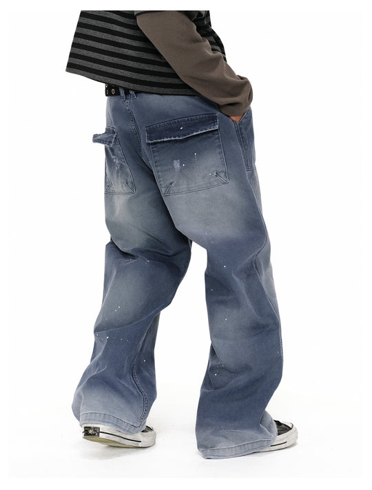 ANTIDOTE Destroyed Denim Blue Patchwork Work Pants | Face 3 Face