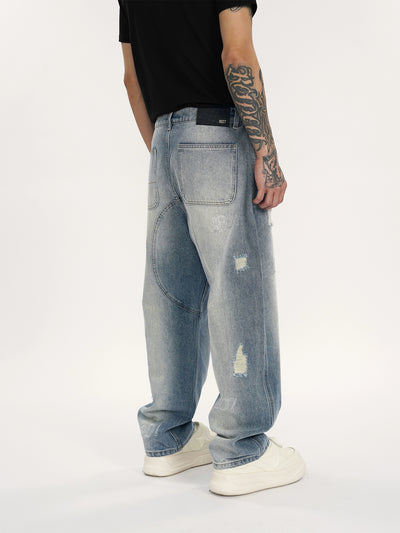 1807 Full Logo Rhinestone Washed Jeans | Face 3 Face