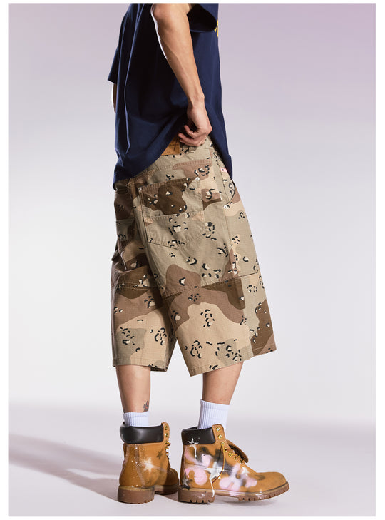 Remedy Leopard and Camouflage Work Painter Baggy Shorts | Face 3 Face