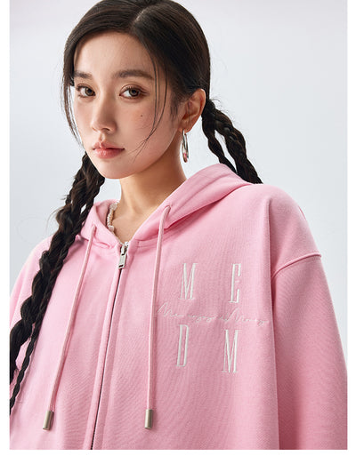 MEDM Basic Logo Embroidery Zip Up Hoodie | Face 3 Face