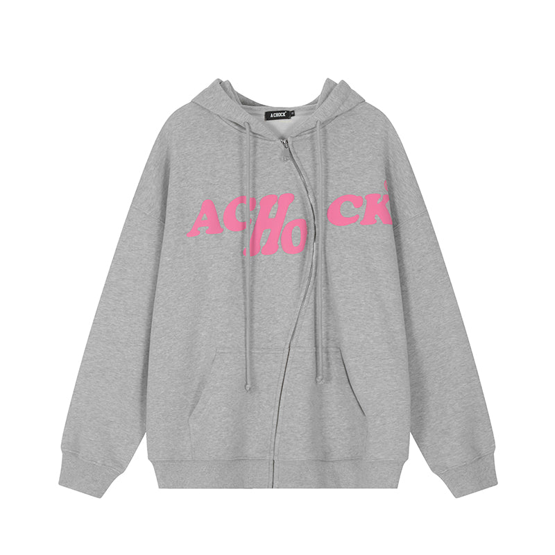 Achock S Zipper Logo Bubble Print Hoodie