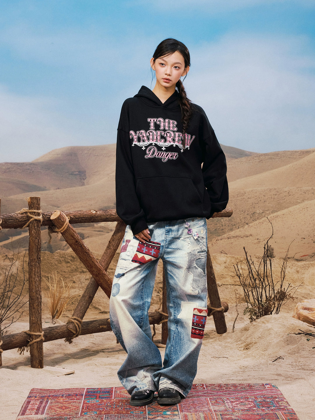 YADcrew Star Studs Logo Print Hoodie | Face 3 Face