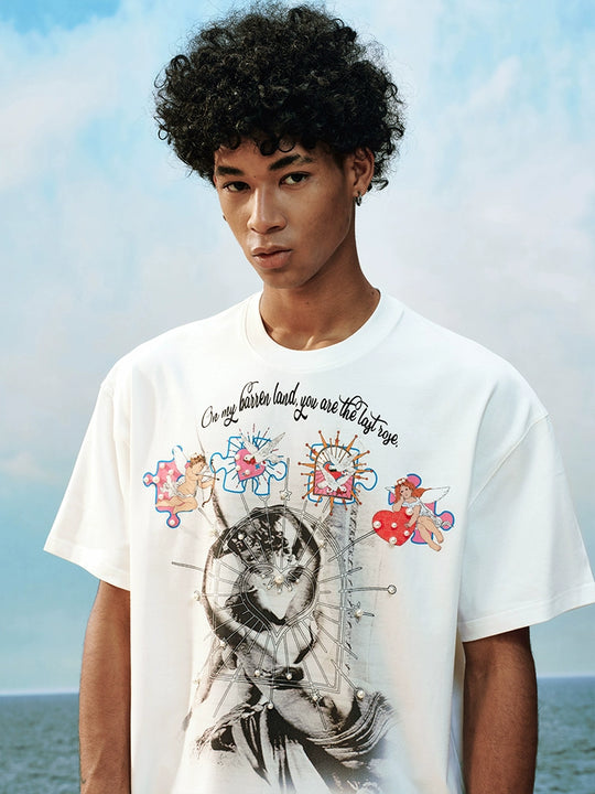 YADcrew Cupid Kiss Pearl Puzzle Graphic Tee | Face 3 Face