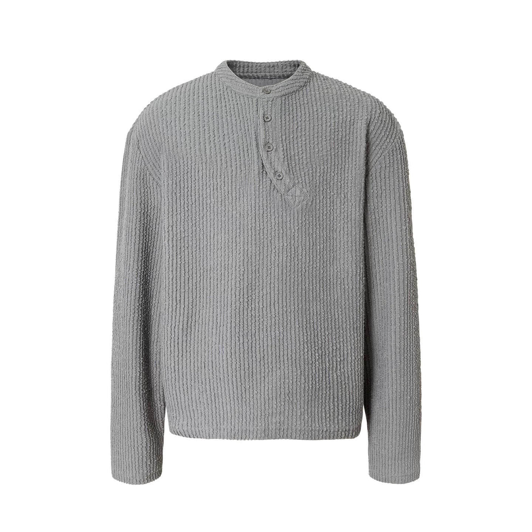 YADcrew Twisted Henley Pinstripe Long Sleeve Tee | Face 3 Face