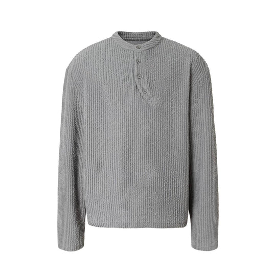 YADcrew Twisted Henley Pinstripe Long Sleeve Tee | Face 3 Face