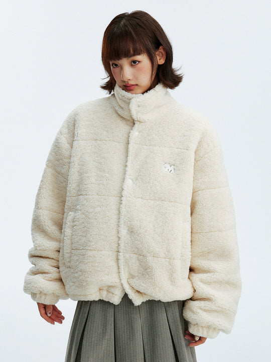 MEDM Plaid Trim Sherpa Short Jacket | Face 3 Face