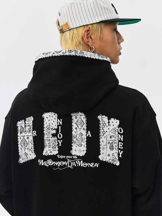 MEDM Ethnic Paisley Patch Embroidered Hoodie | Face 3 Face