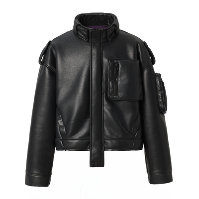 JHYQ Motorcycle Leather Short Jacket