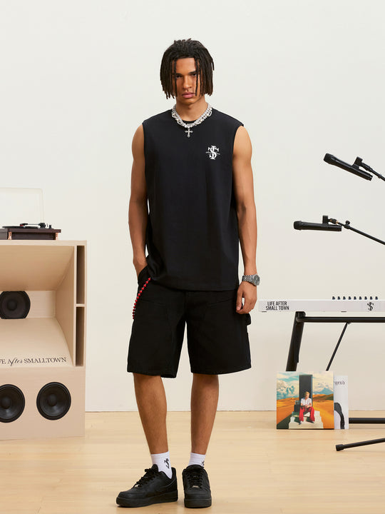 Small Town Kid Logo Print Sleeveless Tee | Face 3 Face