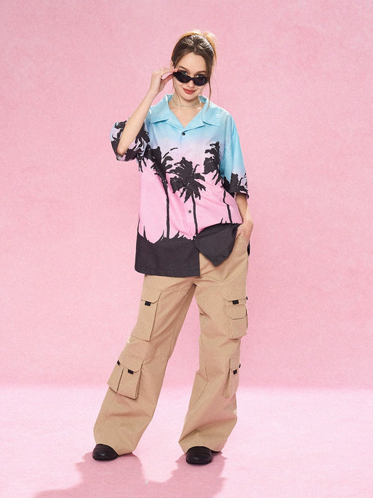 EMPTY REFERENCE Evening Coconut Silhouette Short Sleeve Shirt