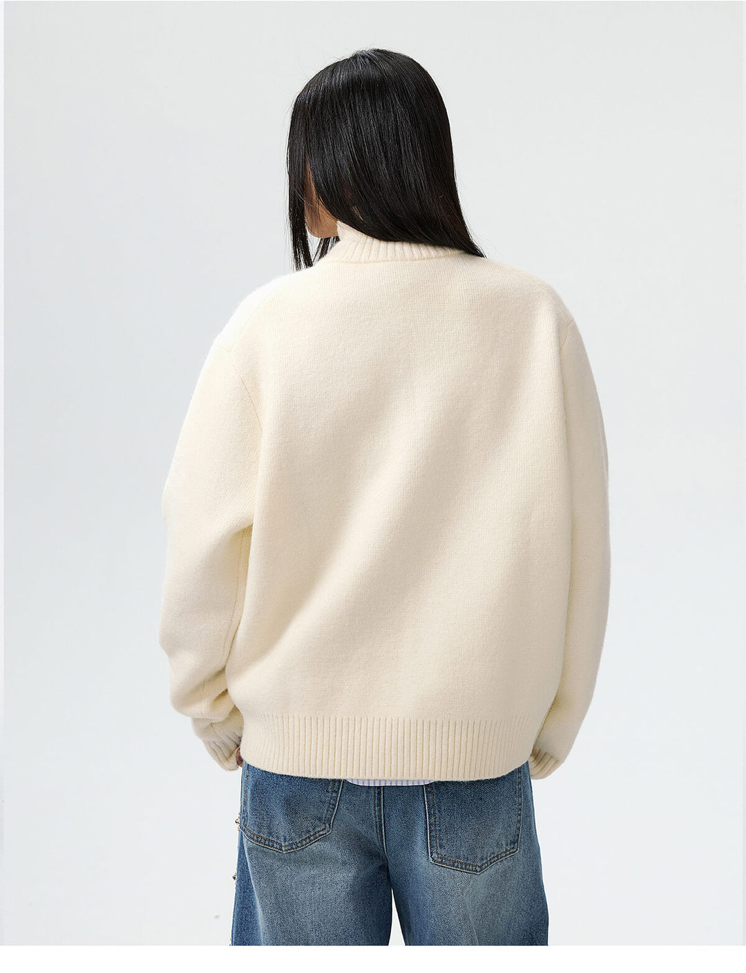 MEDM Rose Embroidered Half Zip Knit Sweater | Face 3 Face