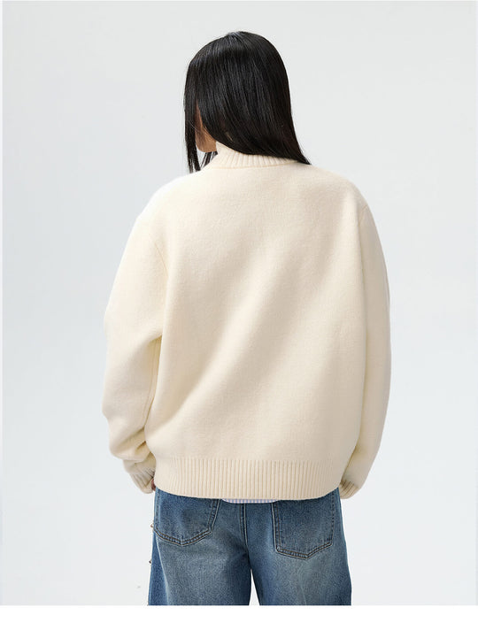 MEDM Rose Embroidered Half Zip Knit Sweater | Face 3 Face