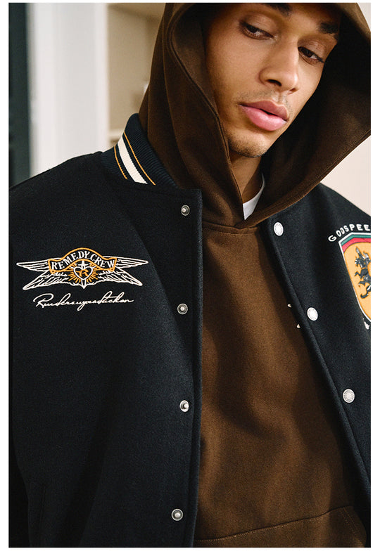 Remedy RMDC MADE Embroidered Varsity Jacket | Face 3 Face