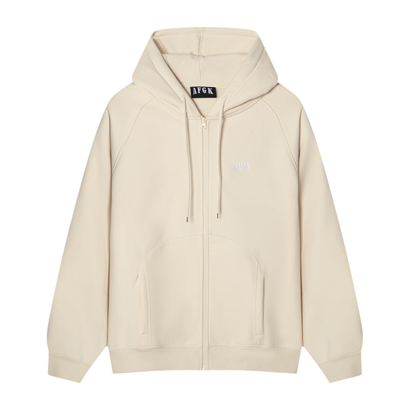 AFGK Basic Small Logo Embroidery Zipper Hoodie