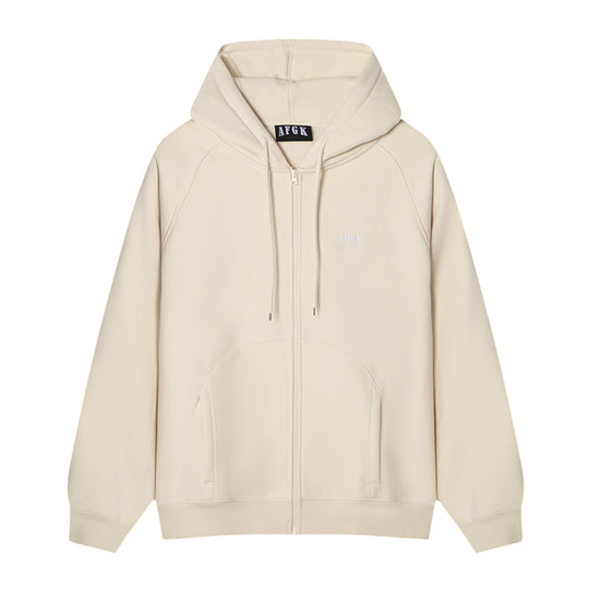 AFGK Basic Small Logo Embroidery Zipper Hoodie