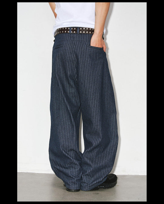 NOVACAM Striped Curved Baggy Jeans | Face 3 Face