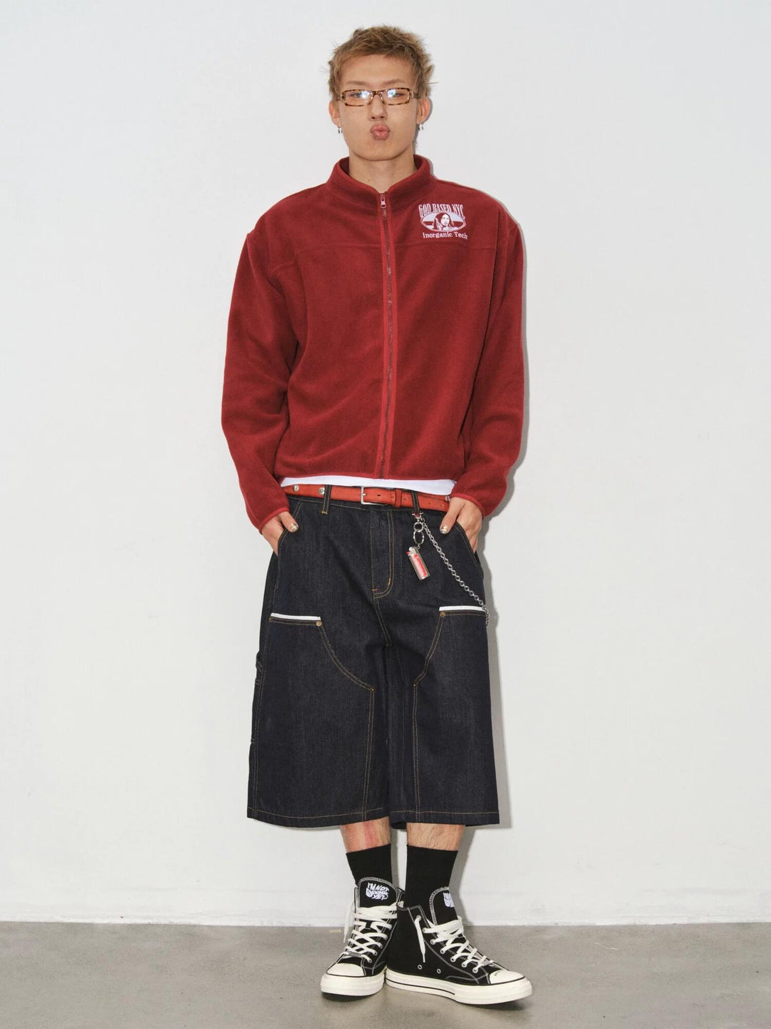 NOVACAM Burgundy Embroidered Fleece Zip Up Jacket | Face 3 Face