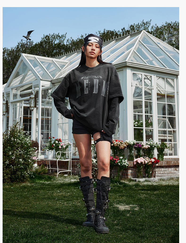 MEDM Washed Double Layer Long Sleeve Tee | Face 3 Face