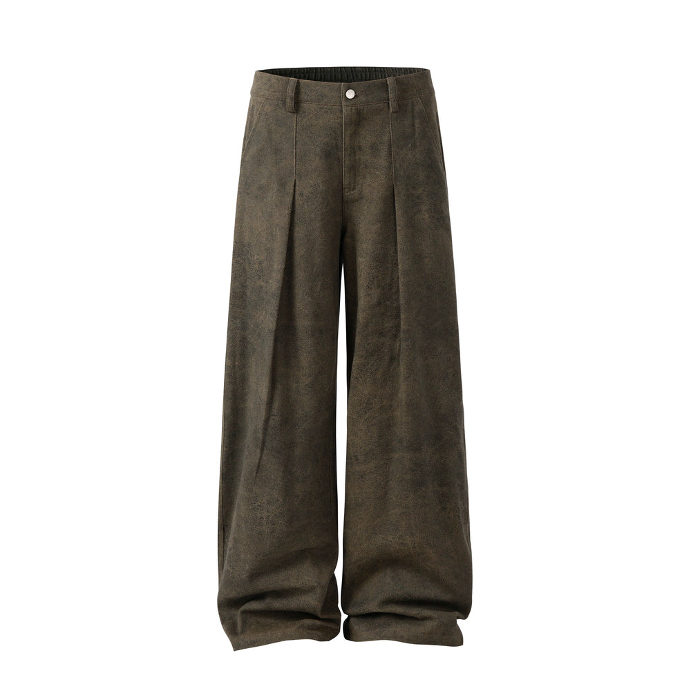 NOVACAM Brown Washed Tuck Baggy Pants | Face 3 Face