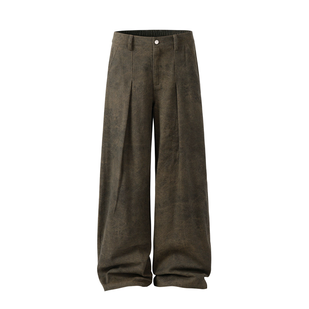 NOVACAM Brown Washed Tuck Baggy Pants | Face 3 Face