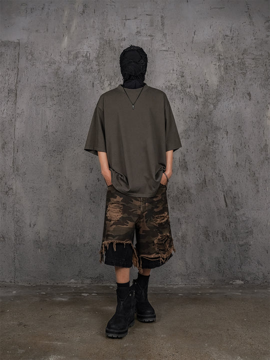 UNDERWATER Brown Sand-Washed Basic Faded Tee | Face 3 Face