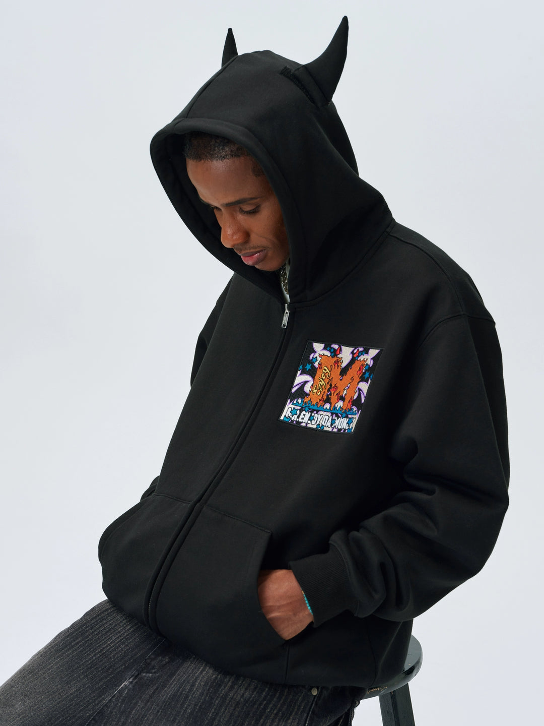 MEDM Angel & Devil Horns Zip-Up Hoodie | Face 3 Face