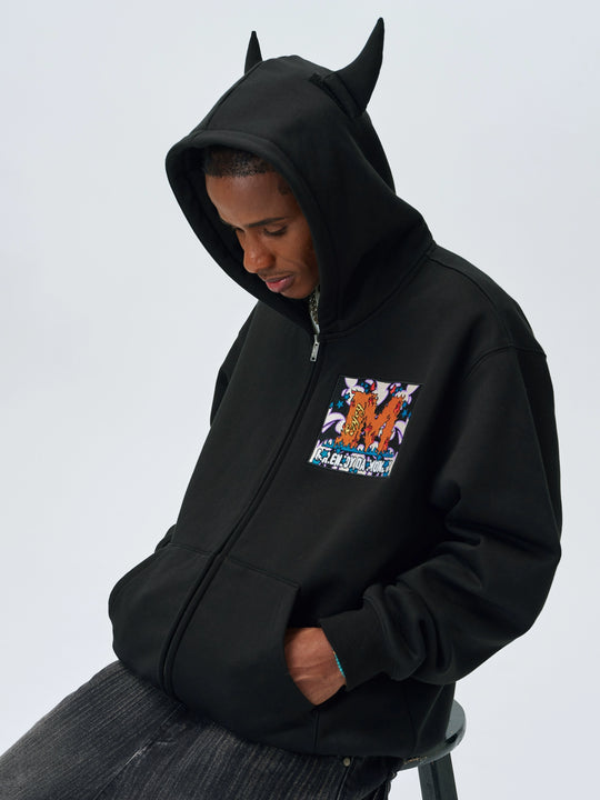 MEDM Angel & Devil Horns Zip-Up Hoodie | Face 3 Face