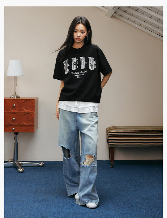 MEDM Patch Embroidered Pearl Tee | Face 3 Face