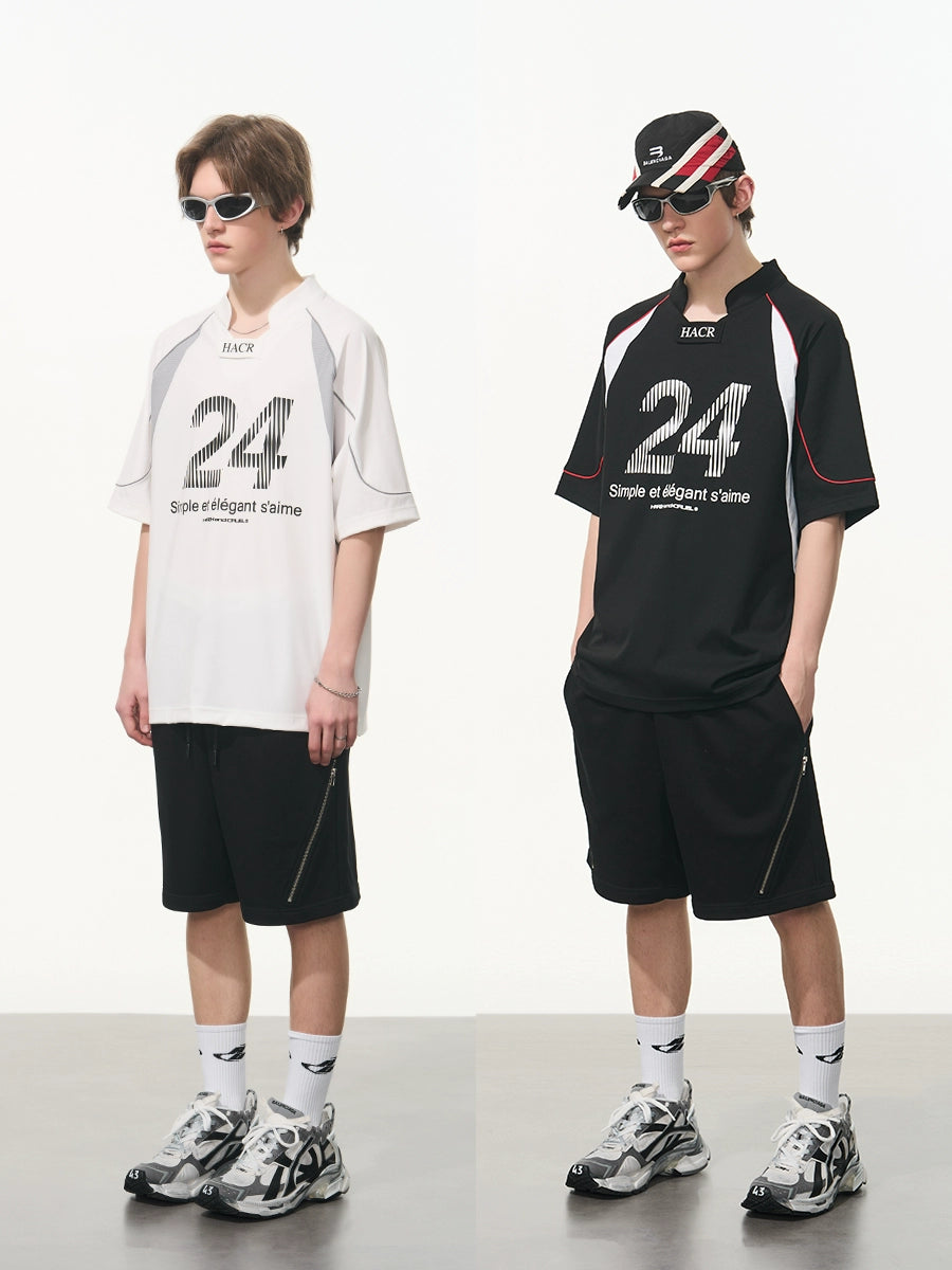 Harsh and Cruel Structure Spliced Racing Tee