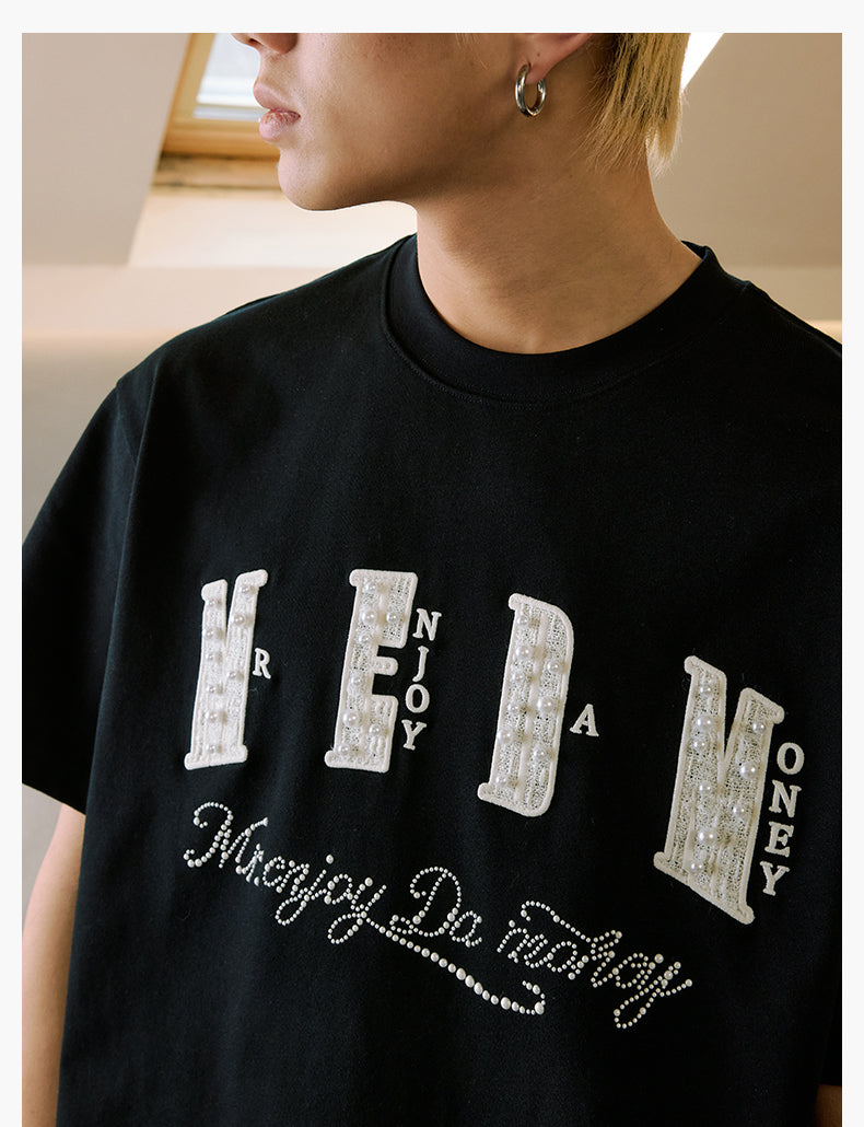 MEDM Pearl Lace Patch Embroidery Tee | Face 3 Face