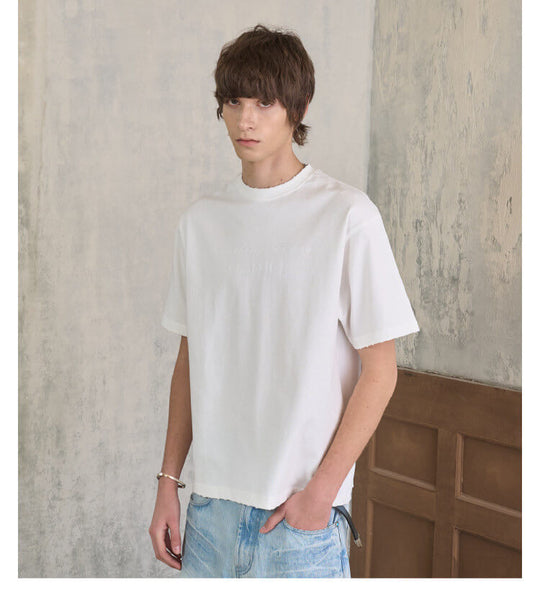 S45 Washed Distressed Letter Print Short Sleeve Tee