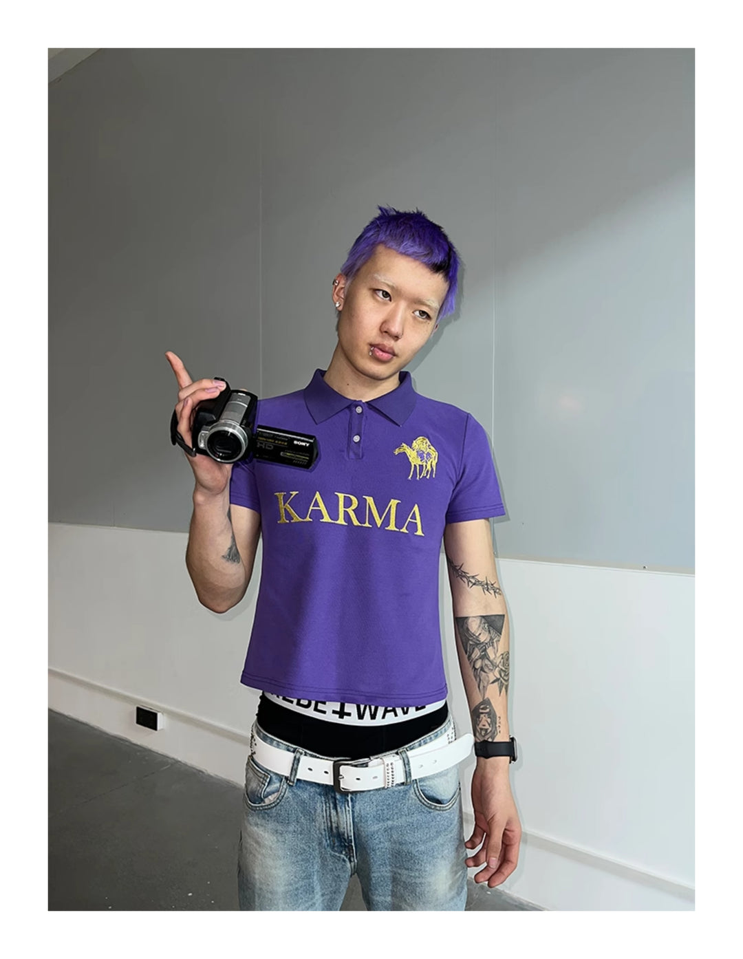 KARMANISTIC Embroidered and Printed Short Polo Shirt | Face 3 Face