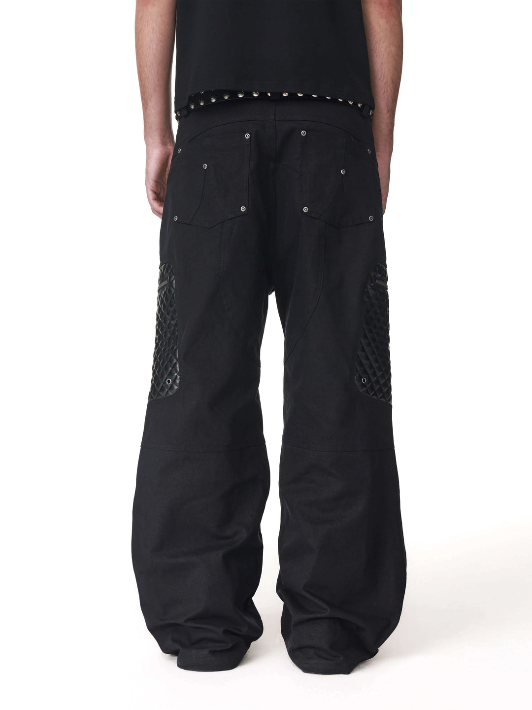 ANTIDOTE PU Leather Quilted Patchwork Cargo Pocket Work Pants | Face 3 Face