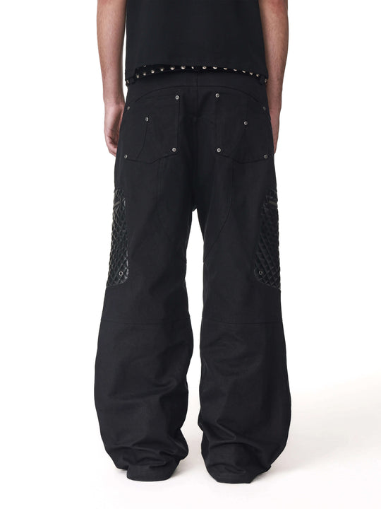 ANTIDOTE PU Leather Quilted Patchwork Cargo Pocket Work Pants | Face 3 Face
