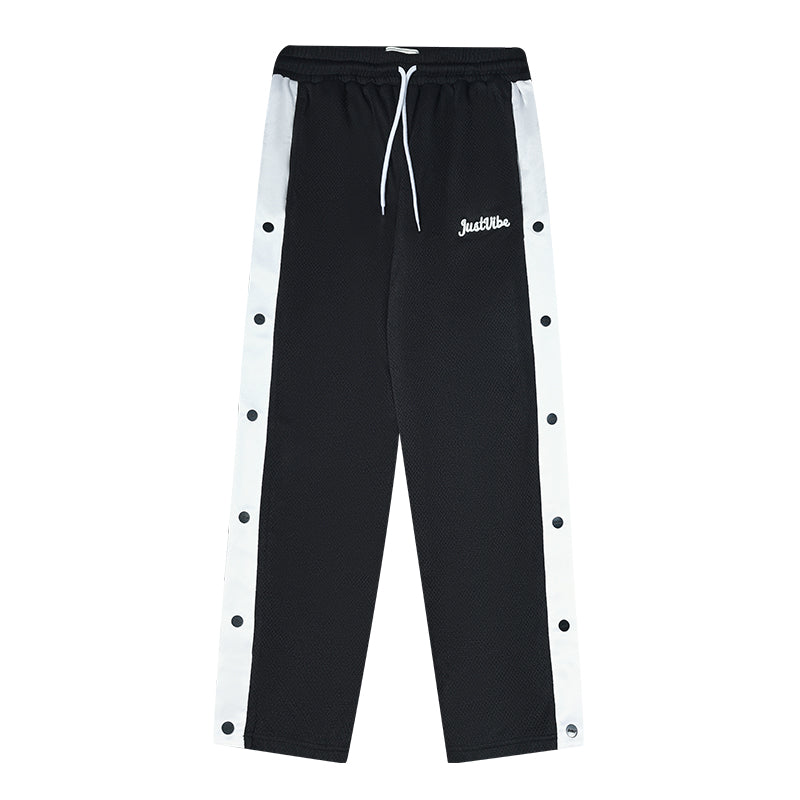 JUST VIBE Side Button Mesh Track Pants | Face 3 Face