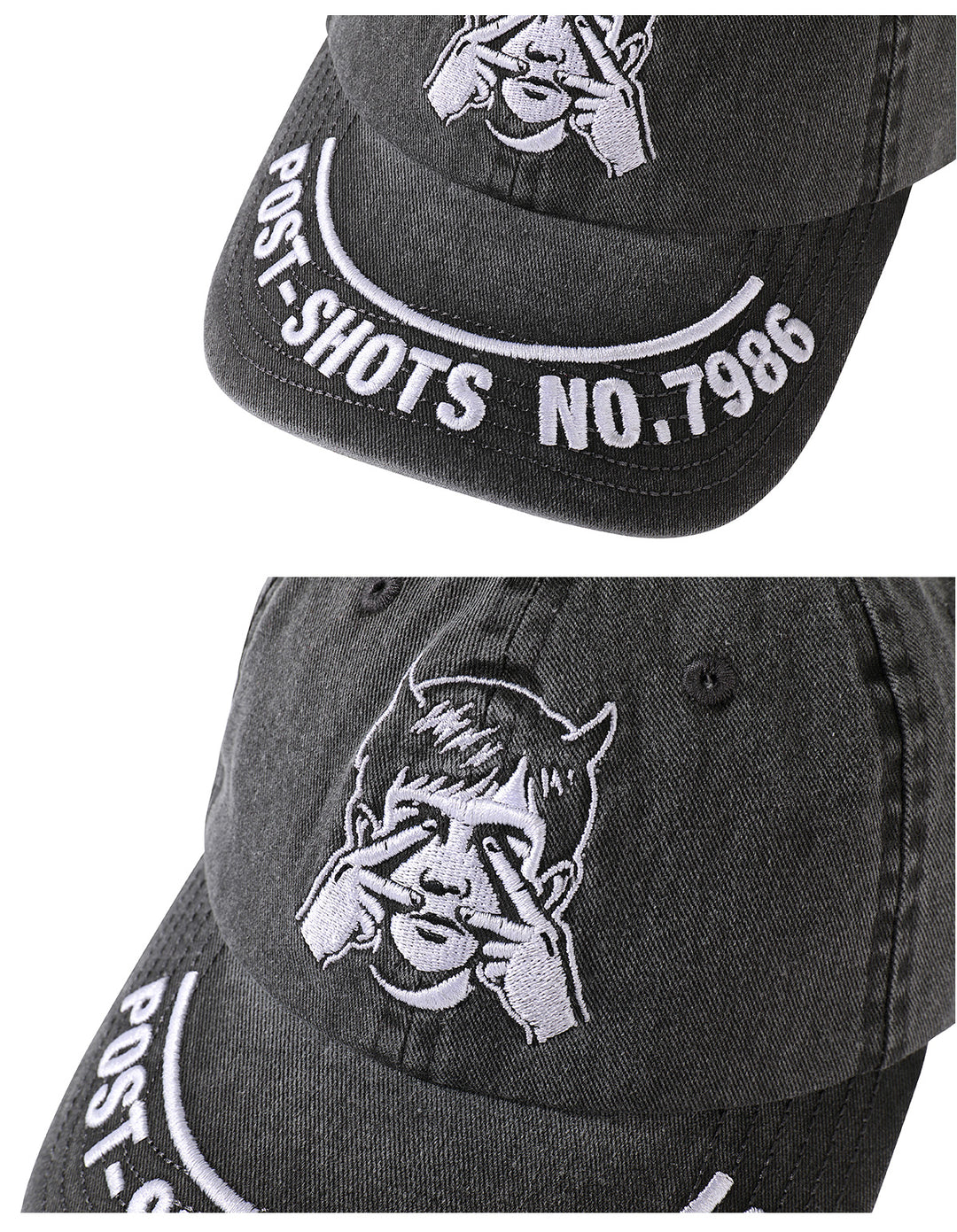 NOVACAM Washed Black Spoof Embroidery Dad Hat | Face 3 Face
