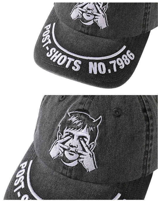 NOVACAM Washed Black Spoof Embroidery Dad Hat | Face 3 Face