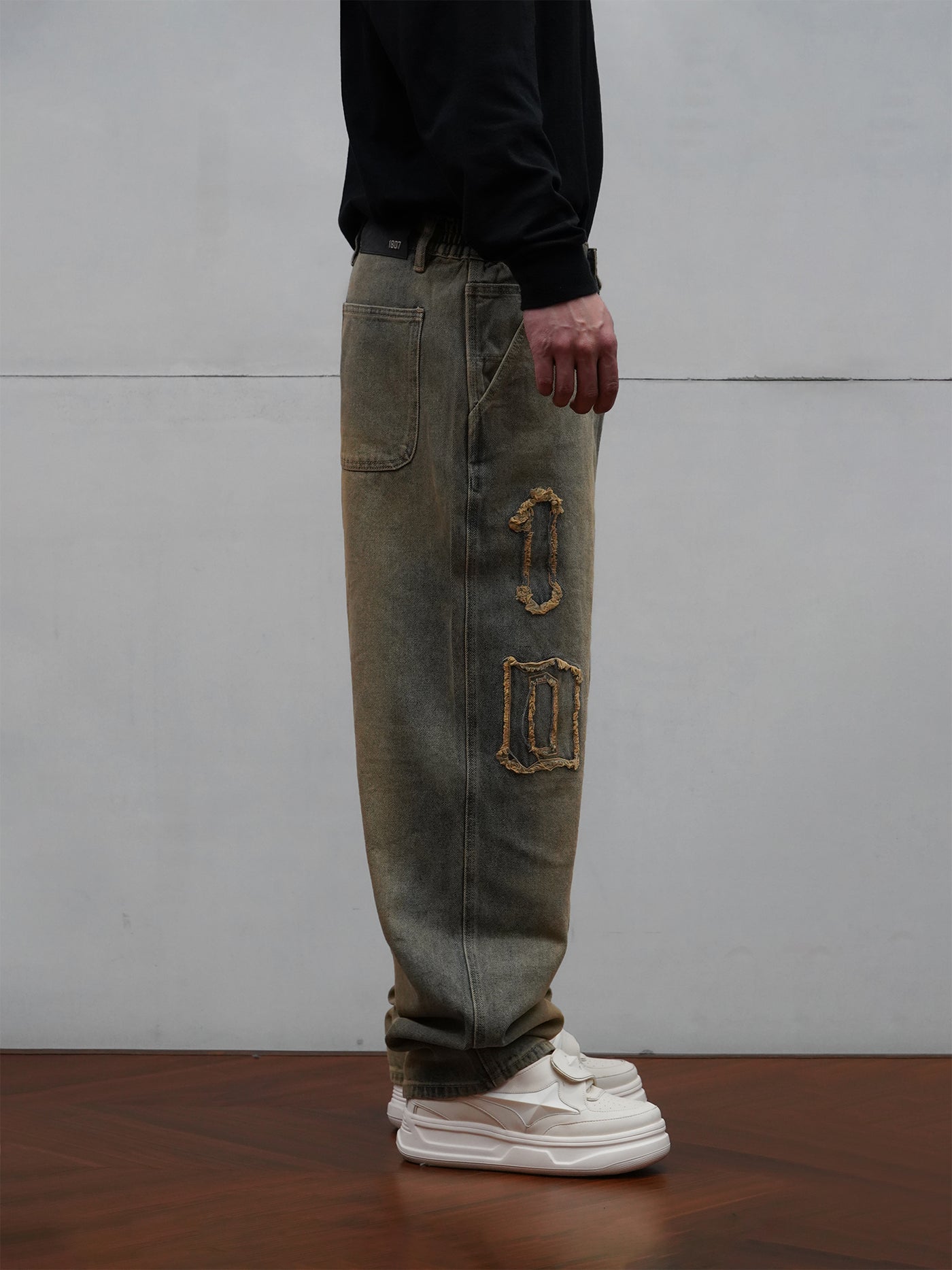 1807 Patch Embroidery Washed Jeans | Face 3 Face