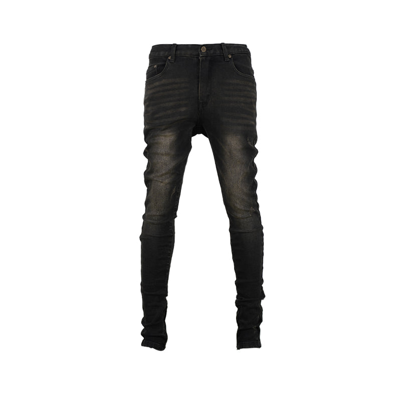 TGFCLUB Hem Zipper Washed Slim Fit Jeans | Face 3 Face