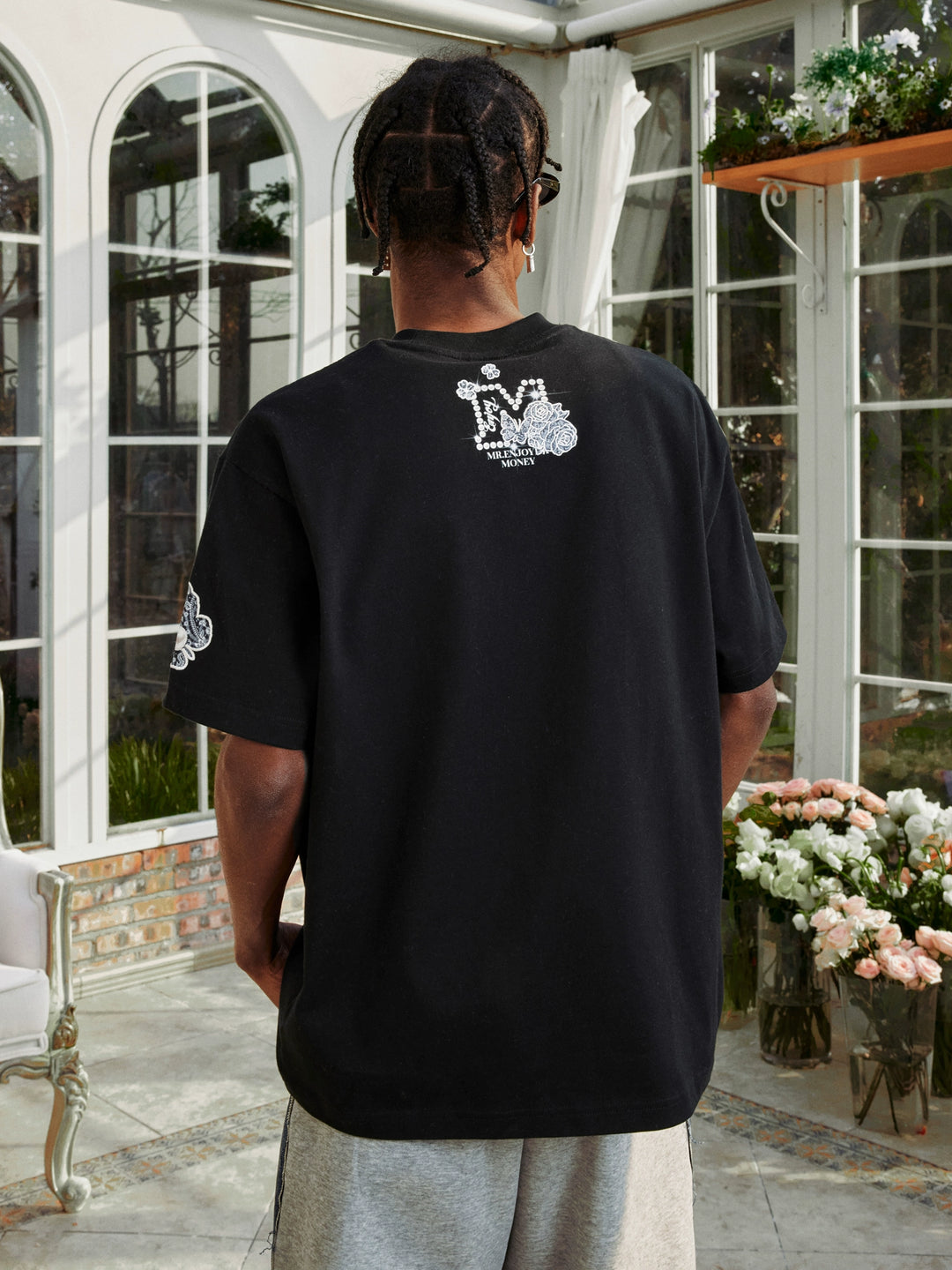 MEDM Lace Floral Rose Pearl Print Tee | Face 3 Face