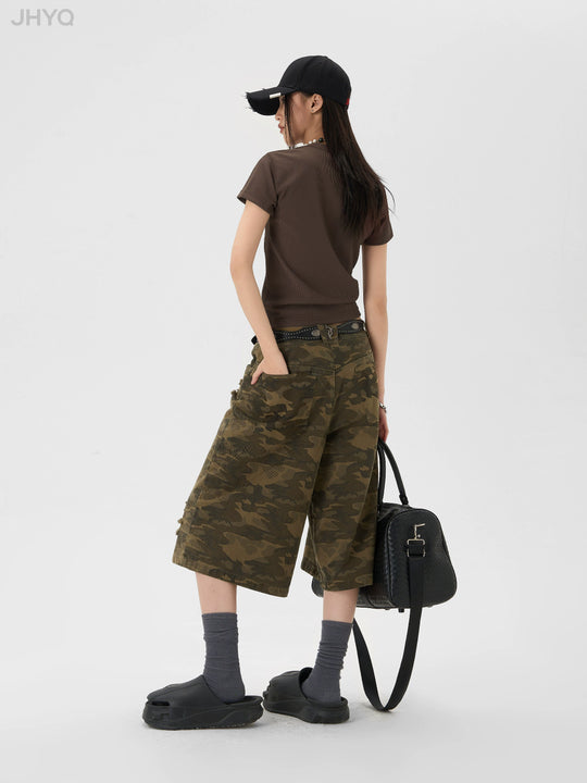 JHYQ Camouflage Print Baggy Work Shorts