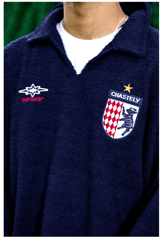 Remedy Number Patch Embroidered Polo Knit Sweater | Face 3 Face