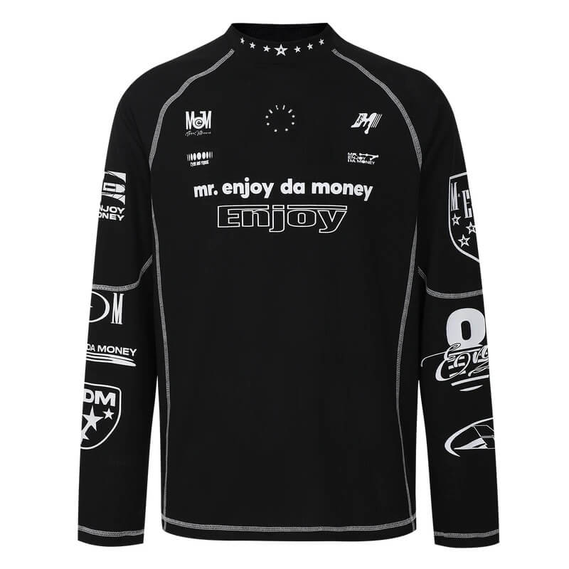 MEDM Multi Logo Print Quick Dry Long Sleeve Sports Tee | Face 3 Face